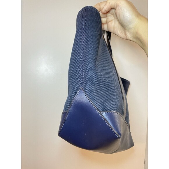 Michael Kors Navy Fulton Textured Canvas and Leather Trim Medium Tote - Picture 3 of 11